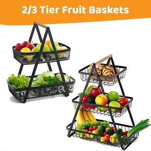 Fruit Basket Handle Holder Rack Vegetable Bowl Storage Stand Snack Bread Rack - Picture 1 of 14