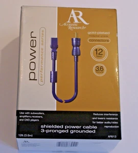 ACOUSTIC RESEARCH Power Cable 12ft Gold-Plated FNT Ferrite Noise trap NEW - Picture 1 of 3