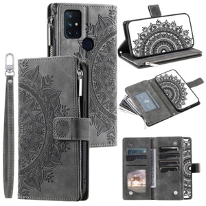 OnePlus Nord N10 Case Datura Leather Zipper Card Slots Flip Wallet Pocket Cover - Picture 1 of 67