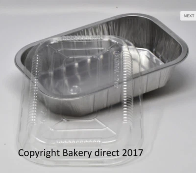 Bakery Direct Rigid Smoothwall Strong Foil Food Takeaway Trays With Clear Lids - Image 1 of 3