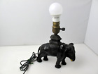 Vintage Brown Cast Iron Elephant Lamp Flaw 7.5" H