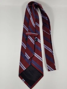 ROUNDTREE & YORKE Silk Neck Tie- Red/Maroon-Blue/Light Blue stripes - Picture 1 of 8