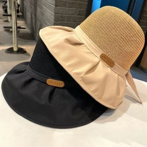 Outdoor Women Bucket Hat Summer Bows Panama Caps 2024 Big Wide Brim Sun Hats - Picture 1 of 14