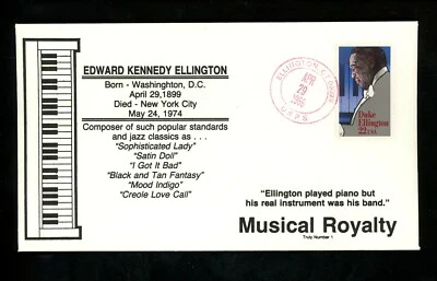 US FDC #2211 Truly Number 1 / LGS 1986 CT Ellington Jazz Music 1st Unofficial - Image 1 of 2
