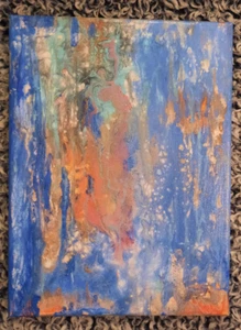 Abstract Acrylic Pour Painting 9x12. Tatiana Eres: "Reflections in Water" - Picture 1 of 7