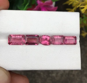Natural pink tourmaline faceted good quality 5 pieces beautiful color 4.85 carat - Picture 1 of 5
