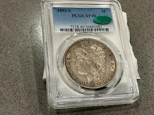PCGS XF40 CAC 1892 S DÓLAR MORGAN SUPER PQ! MUY RESISTENTE ESTE BONITO - Imagen 1 de 7