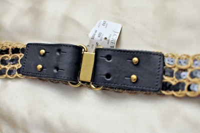 J CREW J.CREW ДЖУТОВЫЙ И КОЖАНЫЙ РЕМЕНЬ БЛЕСТКИ АКЦЕНТЫ ЛАТУННАЯ ФУРНИТУРА - БОЛЬШОЙ, НОВЫЙ С ЯРЛЫКАМИ - Изображение 1 из 4