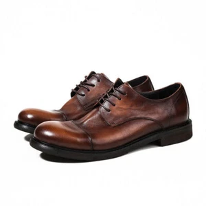 Britische Herren Business Japanische Leder Echtleder Runde Zehe Hochzeit Schuhe - Bild 1 von 20