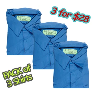 3-PACK Industrial 100% Cotton Work Uniform Shirts Short Sleeve - Picture 1 of 7