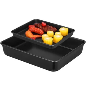 2 Pcs Oven Pans for Cooking Stainless Steel Baking Trays Griddle - Picture 1 of 11