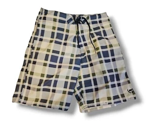 EZEKIEL Board Shorts White Blue Green Plaid Swim Trunks Mens Size 34 - Picture 1 of 8