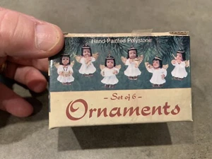 Vintage GIFTCO ANGES ORNEMENTS POLYSTONE Noël LOT DE 6 NOS - Photo 1/7