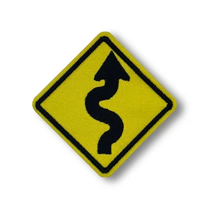 Winding Road Sign Patch | Iron-On & Sew-On Patch - Picture 1 of 4