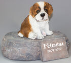 Saint Bernard Urn Pet Ashes Memorial Stone Plaque Figurine Dog Loss Grave Decor