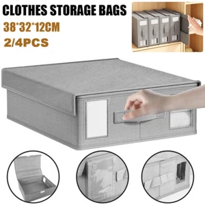 4Pcs Bed Sheet Organizers Storage Foldable Closet Organizer Bedding Storage Box - Picture 1 of 14