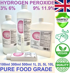 Hydrogen Peroxide Food Grade 3% 6% 9% 11.9% Disinfectant FREE 9ml SPRAY FREE P&P - Picture 1 of 2