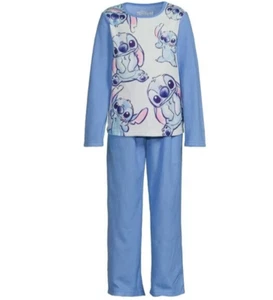 NIP Lilo & Stitch Girl PJ’s Long Sleeve Pants 2pc Set Blue Fleece Size 4/5 - Picture 1 of 3