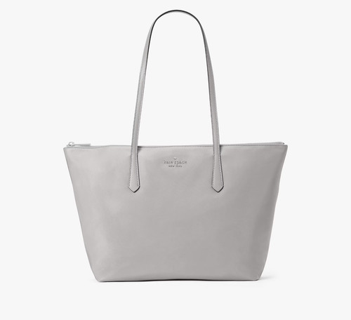 Borsa grande Kate Spade Kitt The Little Better nylon zip Nimbus grigio K6031 NUOVA