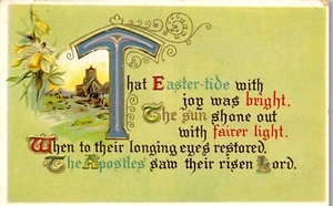 Vtg Postcard ~ Embossed Easter-Tide ~ Apostles Saw Their Risen Lord Religious - Picture 1 of 3