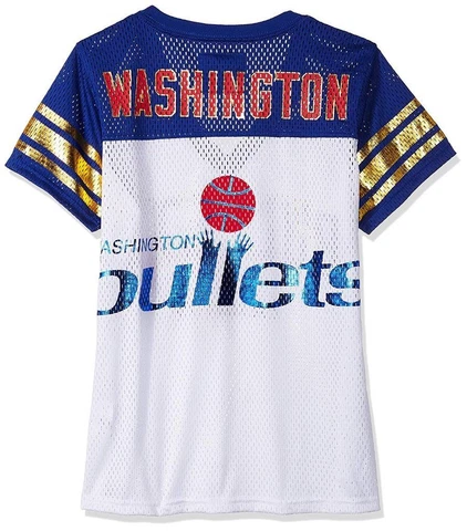 Too Cute! Washington Bullets Wizards Retro Womens Jersey Mesh Shirt Size L _S121 Cover