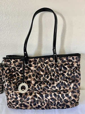 "Bolso de Mano Acolchado Nine West Leopardo con Monedero a Juego 16""x12"" Excelente" Foto 1 de 4