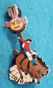 SAN ANTONIO TEXAS COWBOY RODEO BRONCO HORSE RIDER GUITAR 2010 Hard Rock Cafe PIN - Picture 1 of 1