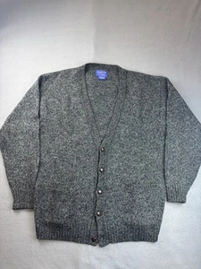 Pendleton 100% Shetland Wool Button Cardigan Sweater Mens Large Gray Pockets - Picture 1 of 8