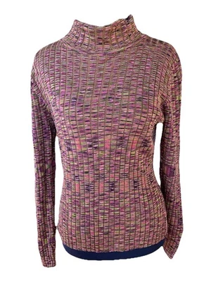 Top jh coleccionables para mujer talla grande. Multicolor. Acanalado. Cuello alto manga larga Foto 1 de 4