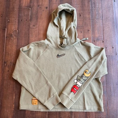 Nike Sportswear Wander Sudadera con Capucha Para Mujer L Verde Pullover Recortado Acanalado Cuadrado Foto 1 de 4