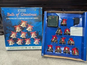 Vtg 1990 Mr. Christmas Bells of Christmas 10 Lighted Musical Brass Bells TESTED - Picture 1 of 7