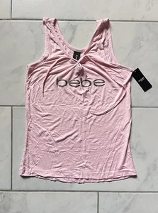 Camiseta sin mangas BEBE mediana azul plata para mujer calce elástico ropa de dormir NUEVO Cutese - Imagen 1 de 12