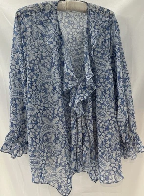 Cato 透明花卉衬衫加大尺寸 18/20W 蓝色白色 Girlcore 女性异想天开 — 第 1/4 张图片