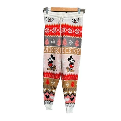 Pantalones para mujer Forever 21 multicolor Disney Mickey Mouse tejido navideño talla S Foto 1 de 4