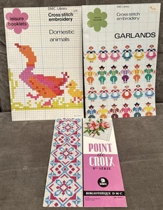 3 DMC Library Cross Stich Embroidery Domestic Animals & Small Figures Booklets - Picture 1 of 1