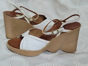 Sandalias blancas de cuña de tacón alto ondulado HI-UP FAMOLARE Italia - 5,5M - Imagen 1 de 7
