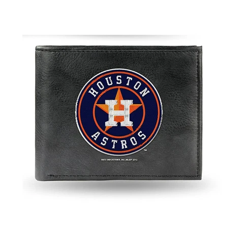 Houston Astros MLB Embroidered Leather Billfold Bi-fold Wallet ~ New Cover