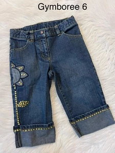 Gymboree Sunflower Fields Sequin Denim Capris Size 6 EUC - Picture 1 of 5