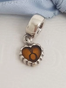 Authentic Pandora 'Forever Heart' Cognac Enamel Dangle Charm  Retired 790471EN10 - Bild 1 von 1