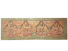 Meditation Antique Hand carved Buddha Wall Hanging Spiritual Zen Interior Decor