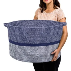 Extra Large Storage Basket 22" X 14" Soft Woven Large Basket With Handles Basket - Picture 1 of 9