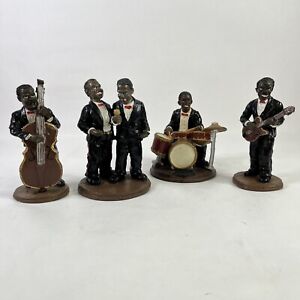 Vintage African-American Black Jazz Band 6" Figurines (Set of 4) Blues Resin