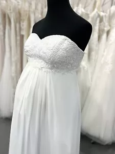 Brautkleid NEU Gr.38 Baby Bauch Hochzeit Chiffon Spitze Schwanger Umstandskleid - Bild 1 von 9