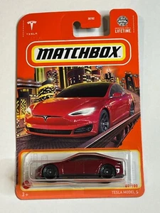 Matchbox Car Tesla Model S Toy Vehicle Race Cars 1 64 Kids Red Diecast Metal - Picture 1 of 10