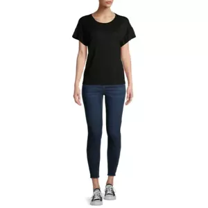 Time and Tru Women's Flutter Sleeve Top, Black, X-Small 0-2 - Picture 1 of 6