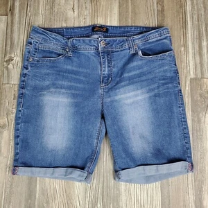 Bermuda jeans donna Seven 7 blu denim con polsini arrotolati taglia 16 - Foto 1 di 12