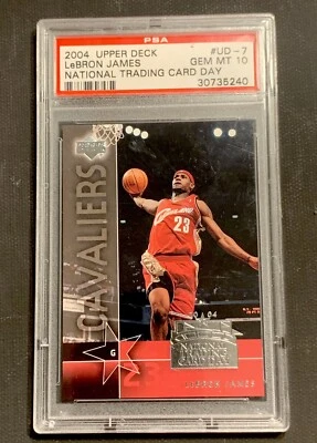 2004 UPPER DECK #UD-7 LeBron James Trading Card Day PSA 10  GEM MINT (30735240) - Image 1 of 4