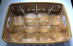 LONGABERGER Hostess Large Serving Tray Basket & 10-way Plastic Divider No Liner - Picture 1 of 7