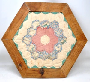 Antik Quilt gerahmt Achteck Holz Rahmenteil 15,5" - Bild 1 von 4