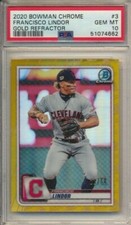 Francisco Lindor 21/50 GOLD Refractor 2020 Bowman Chrome #3 PSA 10 Indians